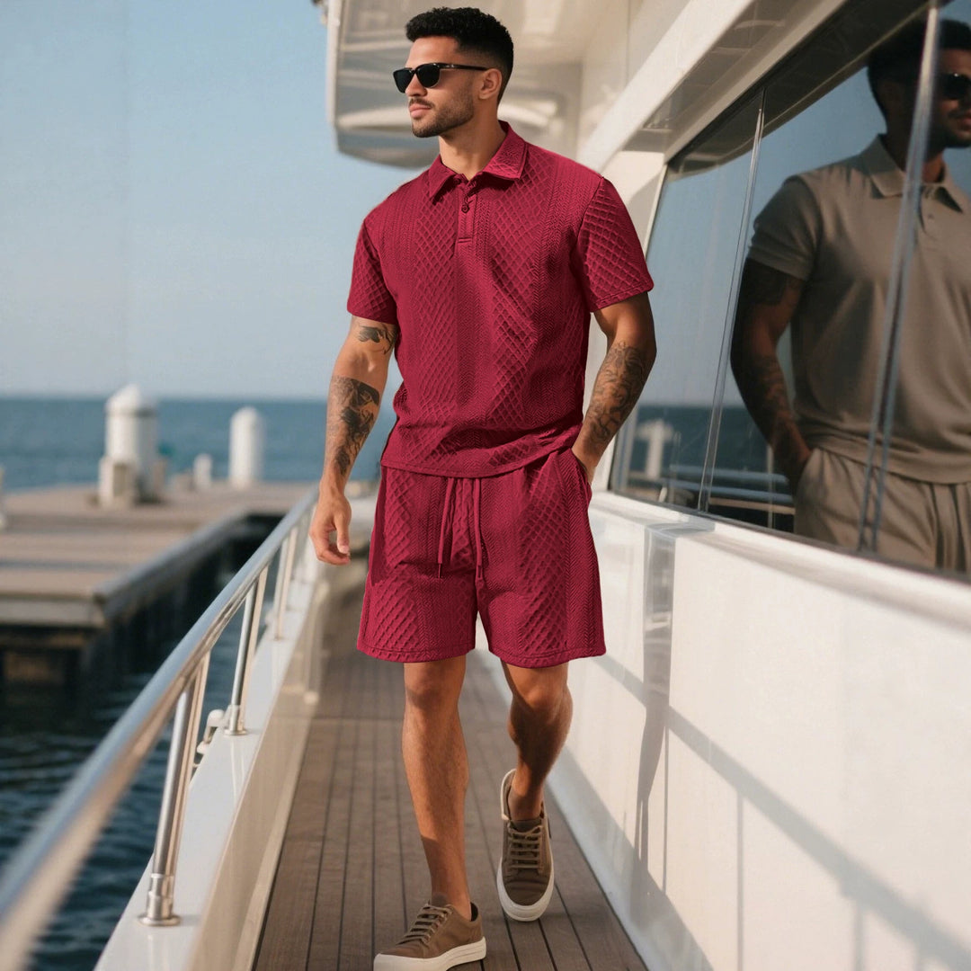 Herren nan strukturierte Lounge-Shorts mit Elastikbund Tunnelzug und seitlichen Eingrifftaschen EB