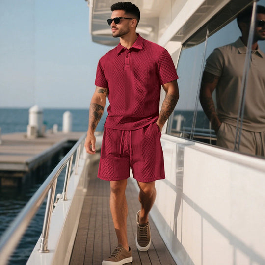 Herren nan strukturierte Lounge-Shorts mit Elastikbund Tunnelzug und seitlichen Eingrifftaschen EB