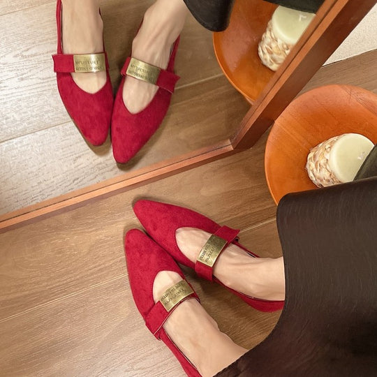 Damen elegante Ballerinas mit glitzerdem Riemchen EB