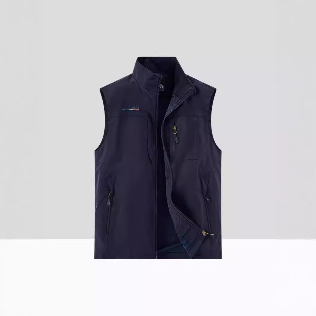 Herren Leichte Atmungsaktive Outdoor-Softshellweste mit Mesh-Innenfutter und Mehrfach-Reißverschlusstaschen EB