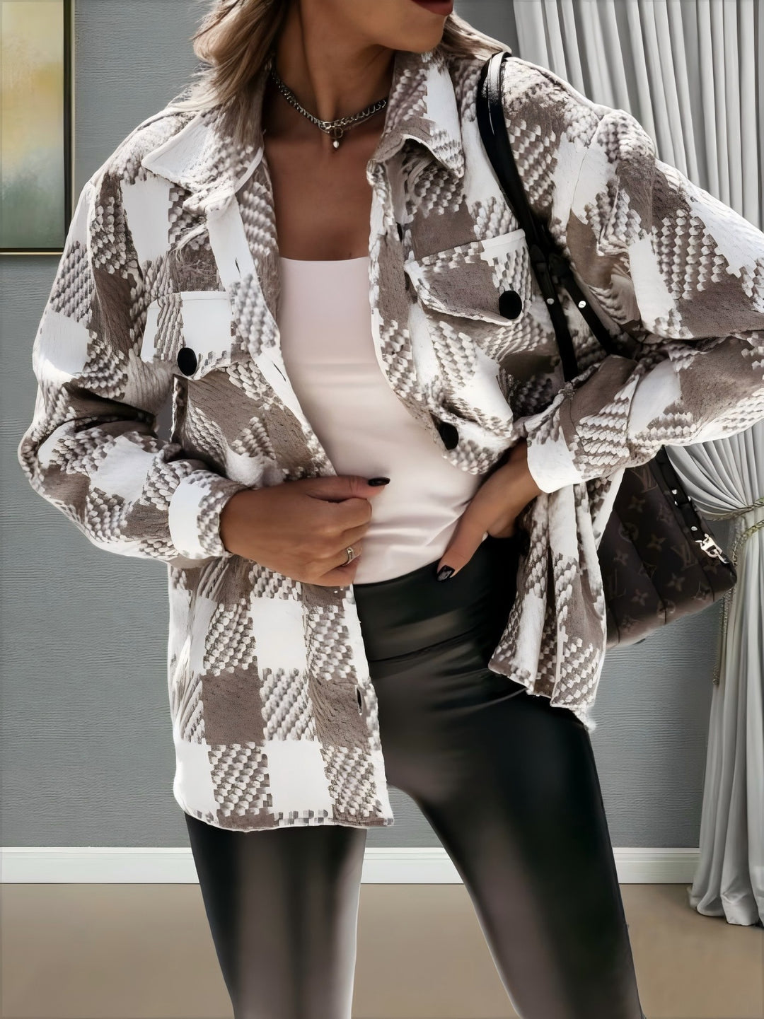 Damen Oversized Karobluse EB