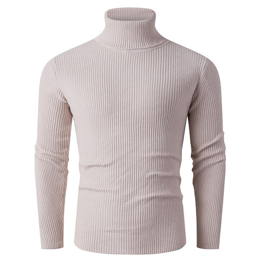Herren eleganter Rollkragenpullover aus strukturiertem Strickmaterial EB