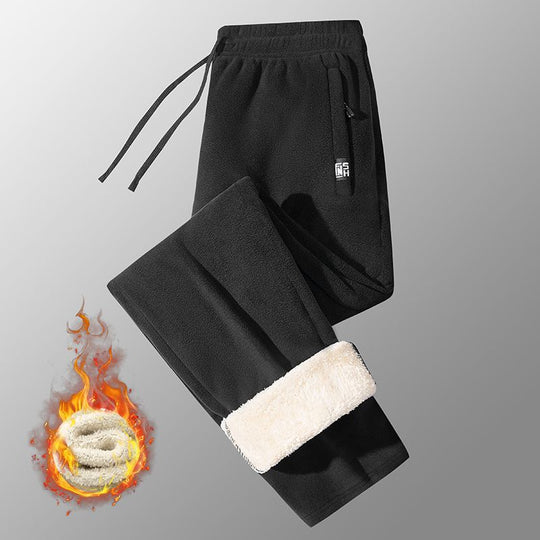 Herren wärmende Microfleece-Hose mit komplettem Sherpa-Innenfutter, elastischem Komfortbund und Reißverschlusstaschen EB