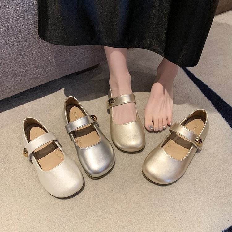 Damen elegante Ballerinas mit dekorativem Schnallenverschluss EB