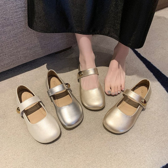 Damen elegante Ballerinas mit dekorativem Schnallenverschluss EB