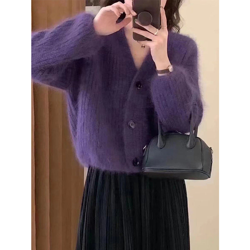 Damen Kuscheliger Strickcardigan mit großen Knöpfen EB
