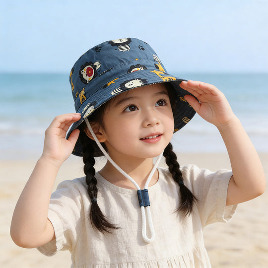 Unisex nan Kinder Sonnenhut mit verstellbarem Kinnband, breiter Krempe und fantasievollem Einhornprint  EB