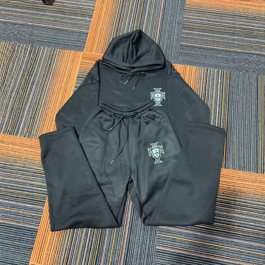 Unisex nan zweiteiliges Lounge-Set aus schwerer Baumwollmischung mit Kapuze und elastischem Bundhose EB