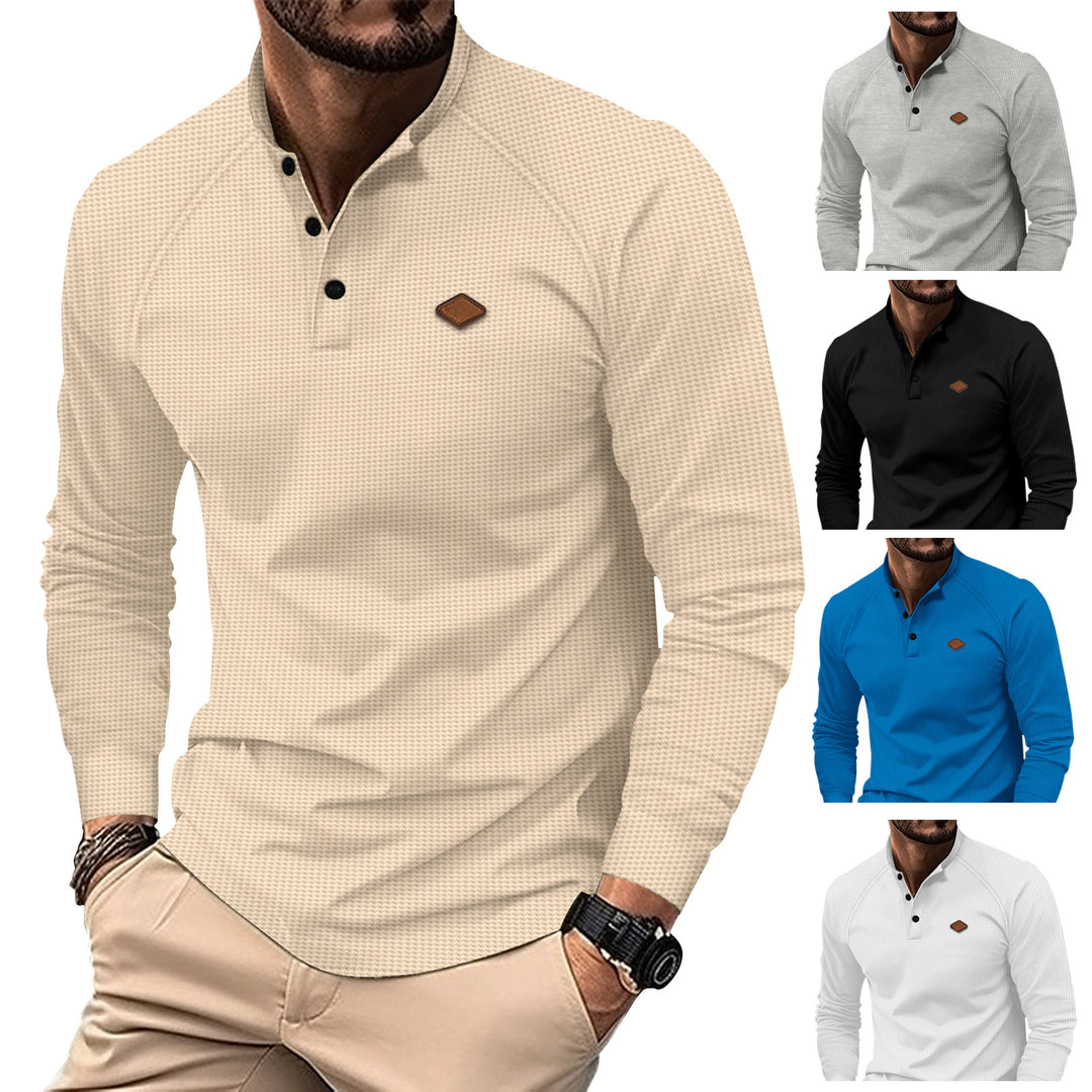 Herren Langarmshirt mit subtilen Muster und modischem Kragen EB
