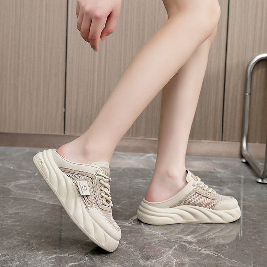 Damen Sneaker Mules mit atmungsaktiven Mesh-Obermaterial und bequemer Dämpfung EB