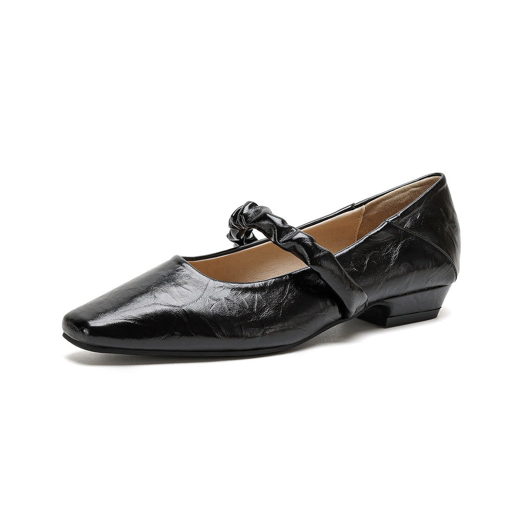 Damen elegante Ballerinas mit modischem Riemen und bequemem Absatz EB