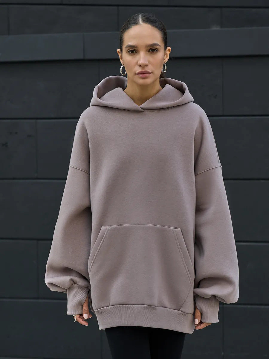 Damen Oversized Kapuzenpullover mit extra weitem Schnitt und Kängurutasche EB