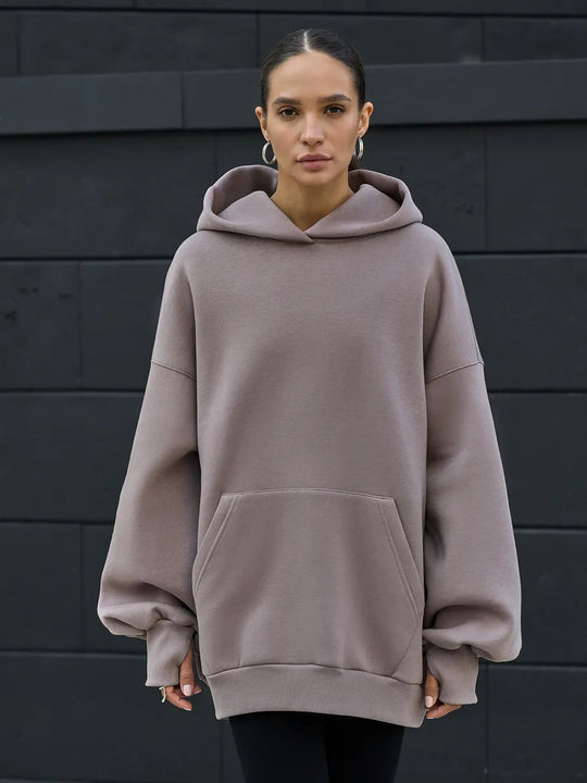 Damen Oversized Kapuzenpullover mit extra weitem Schnitt und Kängurutasche EB