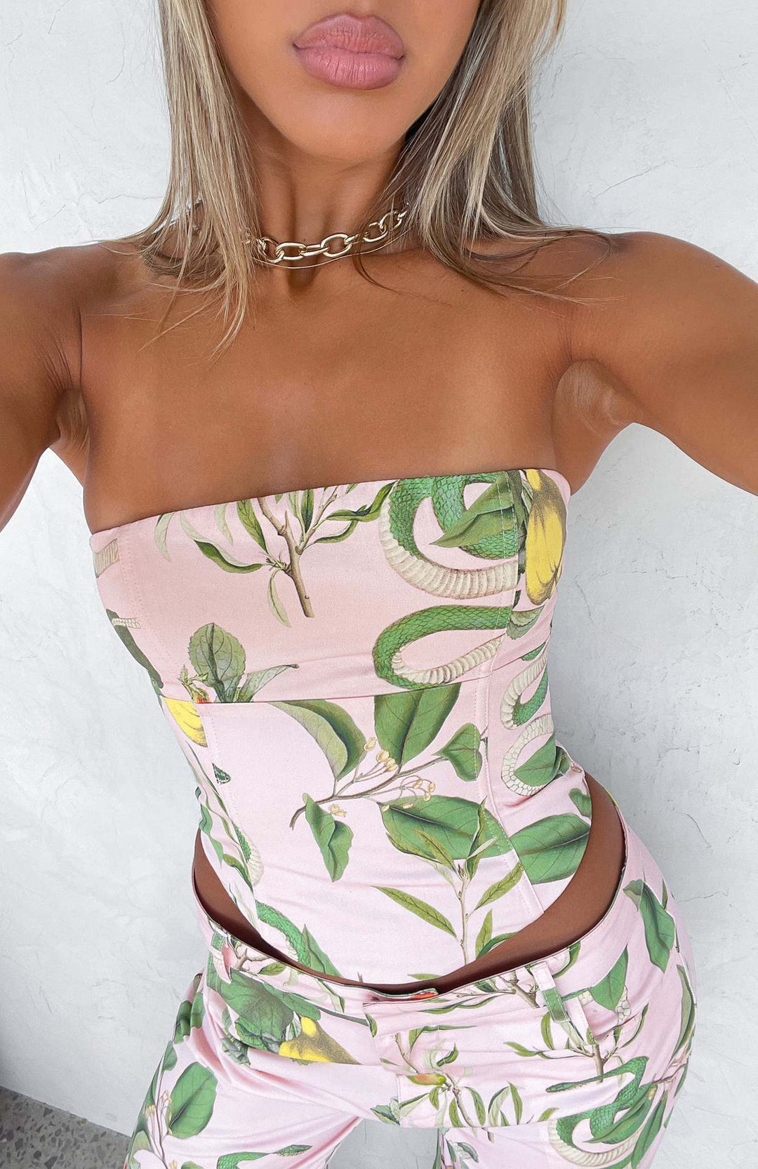 Damen Bustier-Top mit floralem Design und figurbetontem Schnitt EB