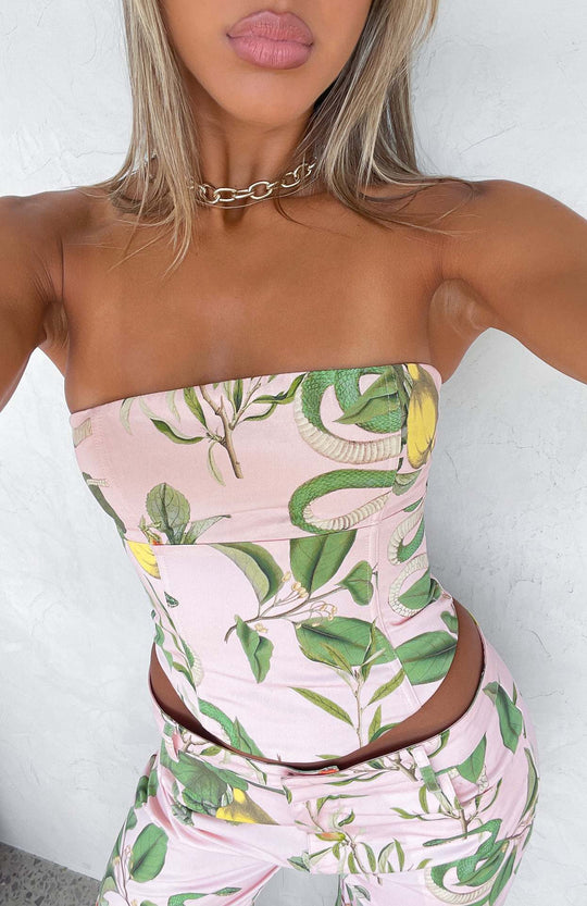Damen Bustier-Top mit floralem Design und figurbetontem Schnitt EB