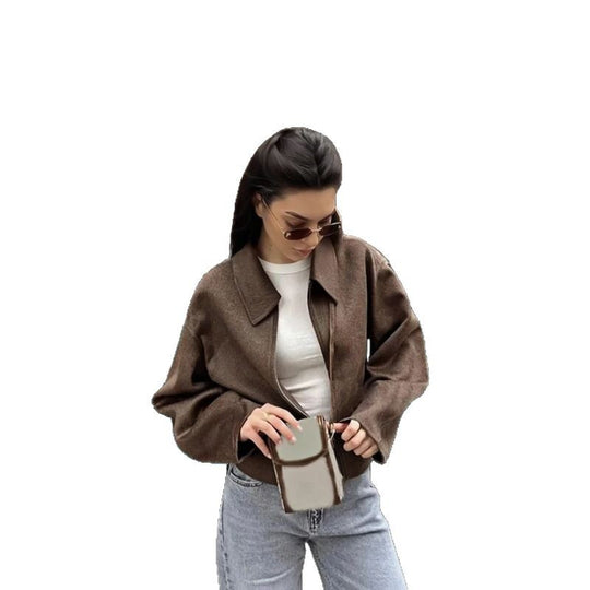 Damen Modische Kurzjacke mit voluminösen Ärmeln und lässigem Schnitt EB