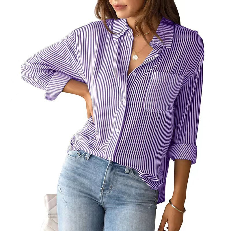 Damen Lässige gestreifte Bluse EB