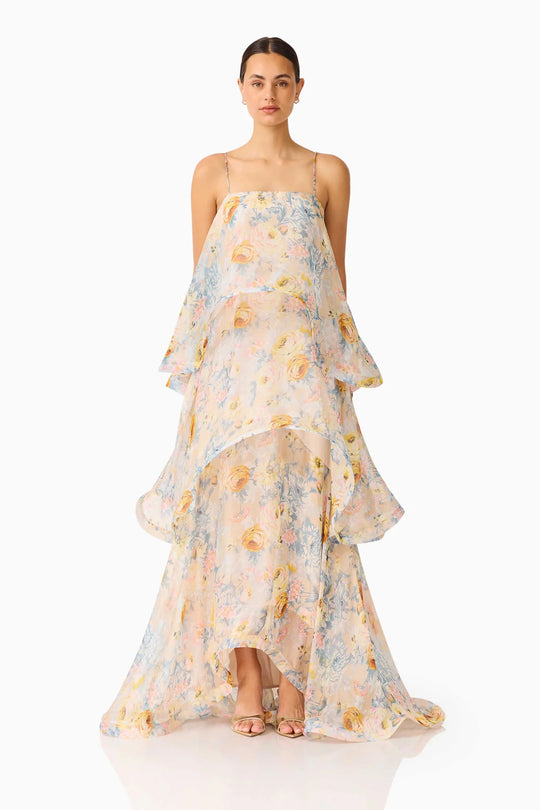 Damen Maxi Kleid mit Volant-details EB