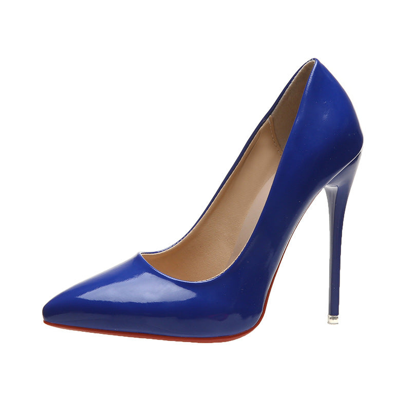Damen nan elegante Lack-Pumps mit spitzer Zehenpartie hohem Stilettoabsatz und gepolsterter Innensohle EB