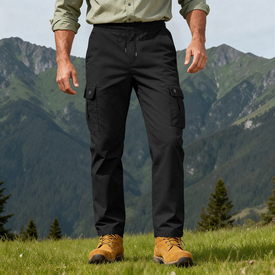 Herren Outdoor-Cargohose mit elastischem Tunnelzugbund und Druckknopf-Taschen EB