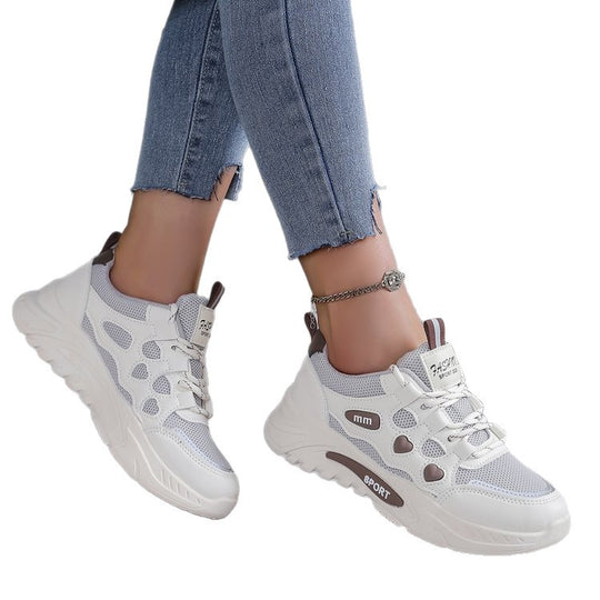 Damen Sportliche Sneakers mit elastischen Schnürsenkeln und atmungsaktiver Mesh-Oberfläche EB