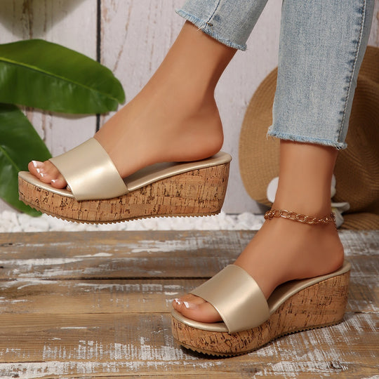 Damen Komfortable Wedge-Pantoletten mit breitem, verstellbarem Riemen EB