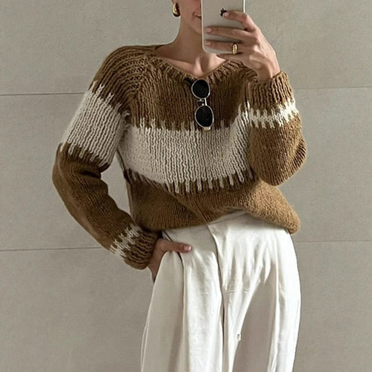 Damen gestrickter Oversized Pullover EB