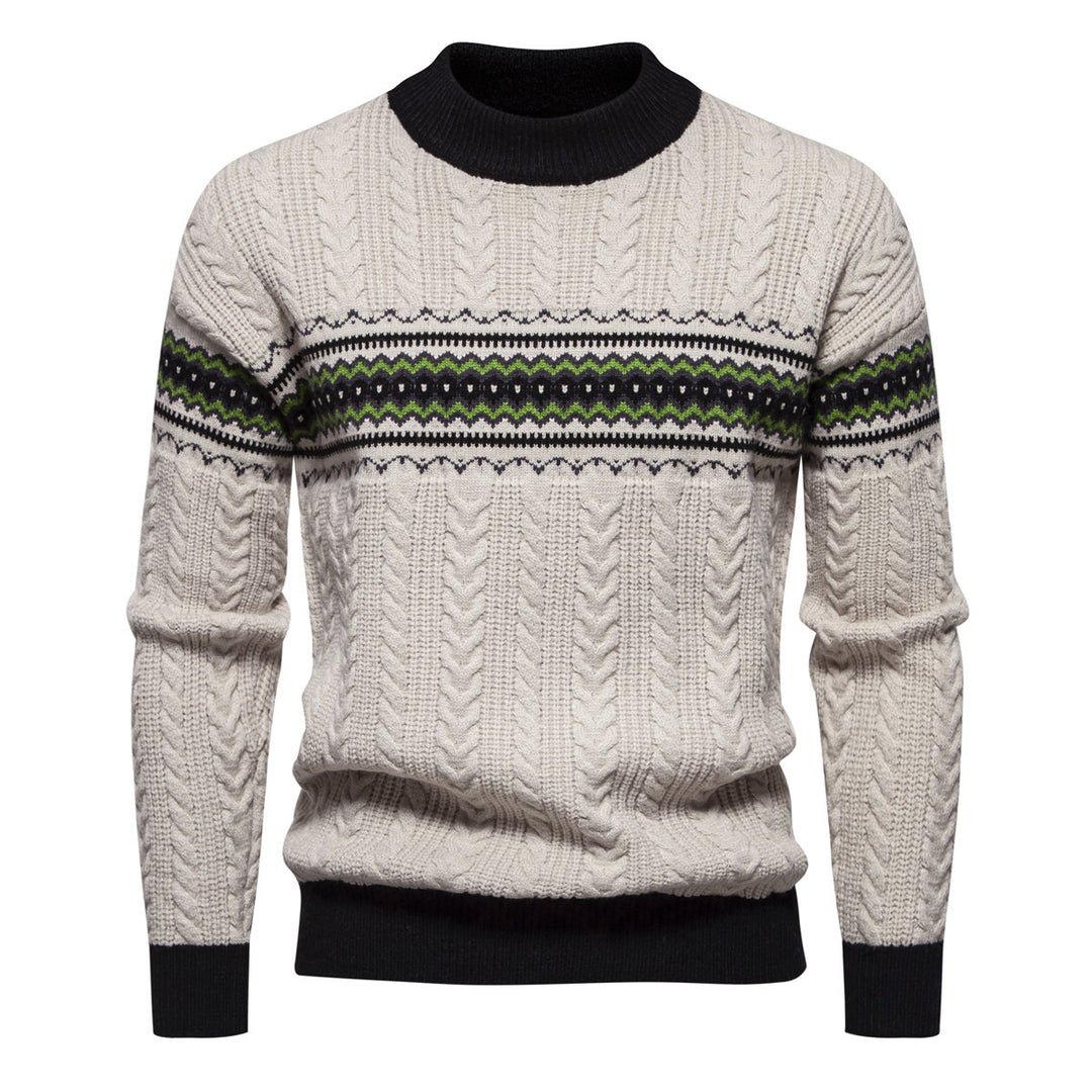 Herren Strickpullover mit innovativem Zopfmuster und stilvollen Akzenten EB