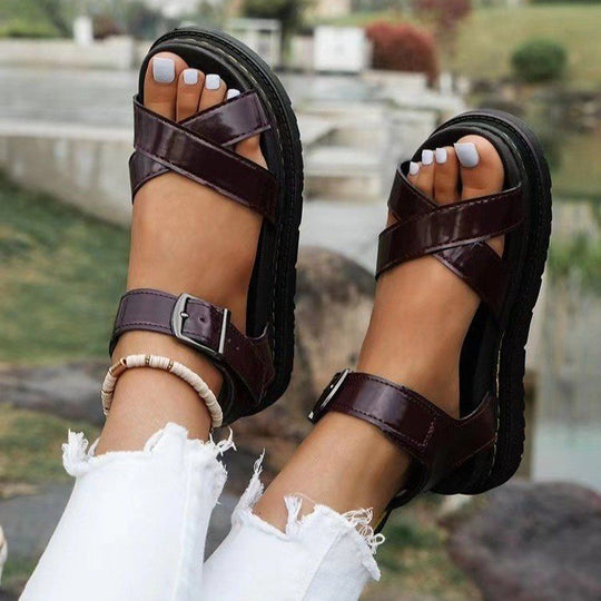 Damen Komfortable Riemchen-Sandalen mit verstellbarem Riemendesign und rutschfester Sohle EB