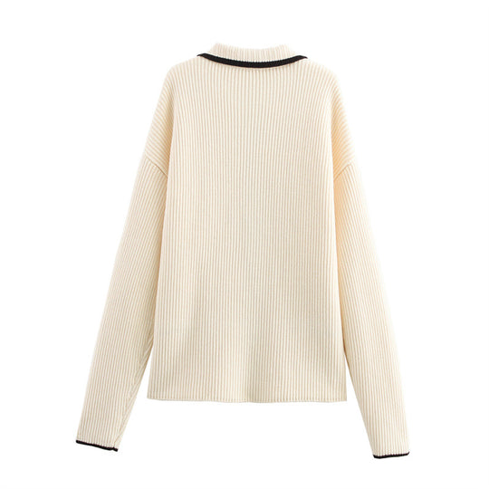 Damen Strickjacke mit elegantem Reißverschluss und Kontrastdetails EB