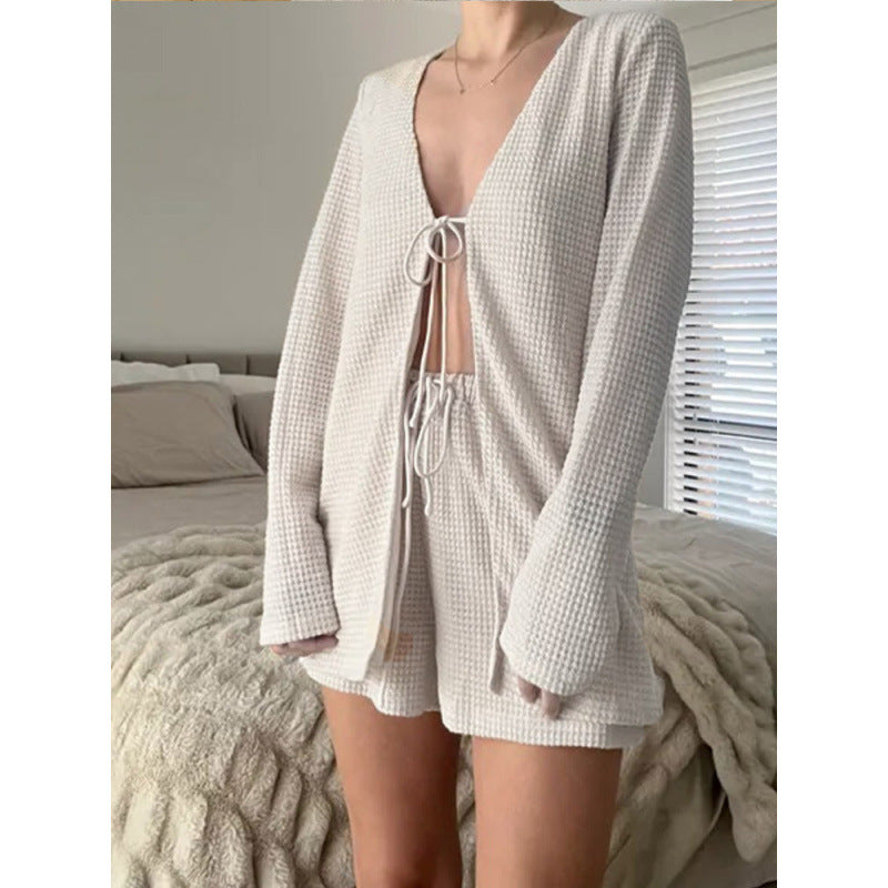 Damen lässiger Cardigan mit tiefem V-Ausschnitt und lockerer Passform EB