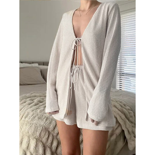 Damen lässiger Cardigan mit tiefem V-Ausschnitt und lockerer Passform EB