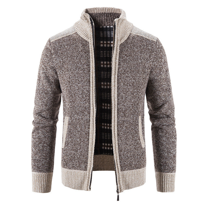 Herren Strickjacke mit modernem Stehkragen und strukturiertem Design EB