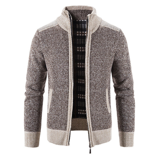 Herren Strickjacke mit modernem Stehkragen und strukturiertem Design EB