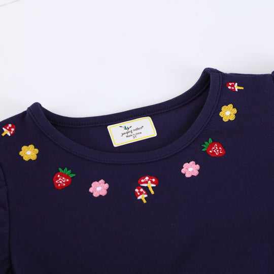 Mädchen Freizeitkleid mit buntem Einhorn-Design und floralen Applikationen EB