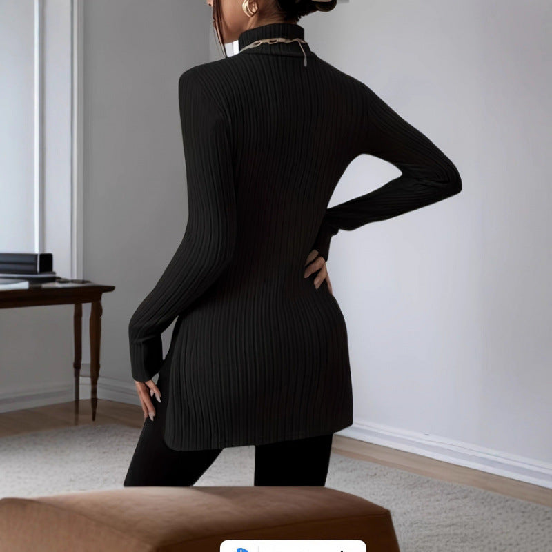 Damen Modischer Rollkragenpullover mit angesagter Rippstruktur EB