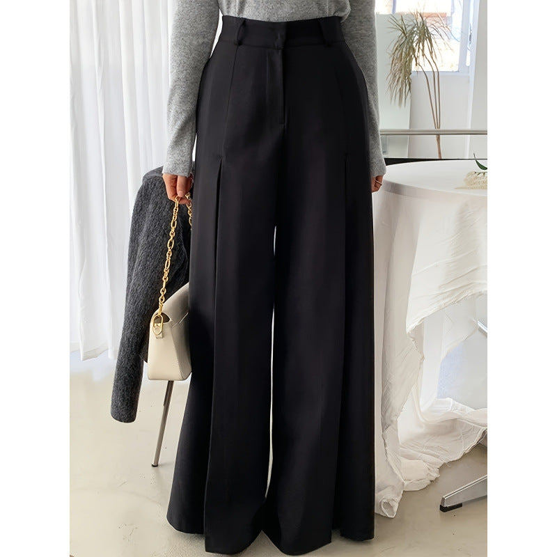 Damen elegante weite Hose mit Falten EB
