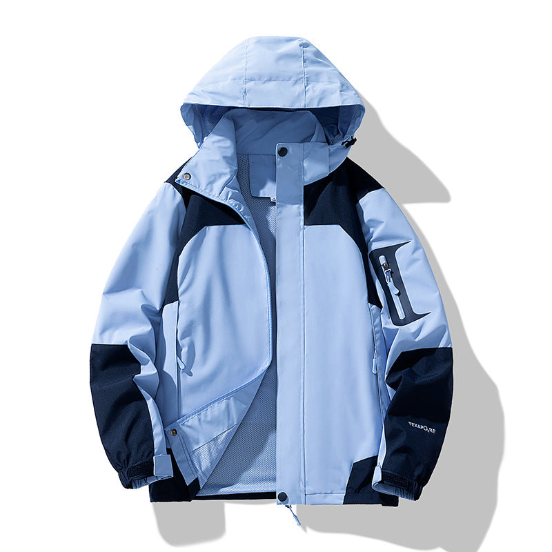 Herren winddichte Softshell-Outdoorjacke mit verstellbarer Kapuze, verschließbarer Ärmeltasche und atmungsaktiver Membran EB