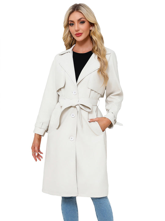 EB | Leder-Trenchcoat mit Gürtel