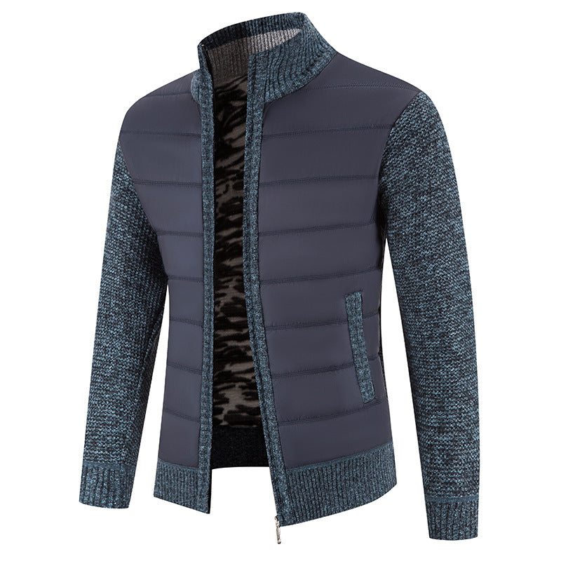 Herren nan Hybrid-Strick-Steppjacke mit wattierter Front, ergonomischen Strickärmeln und hohem Stehkragen EB