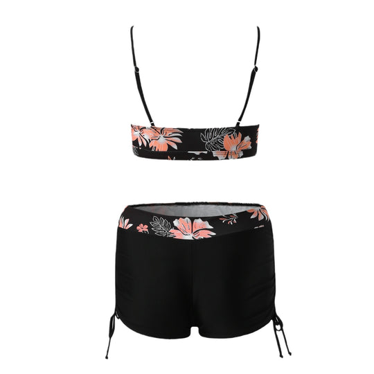 Damen Bikini-Set mit modischem Oberteil und hoch geschnittenen Shorts EB