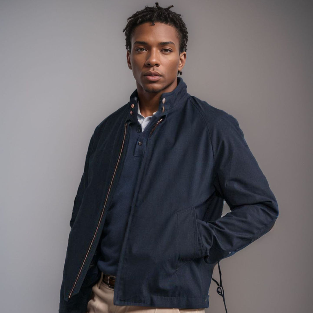 Herren lässige Übergangsjacke mit Stehkragen und praktischen Taschen EB