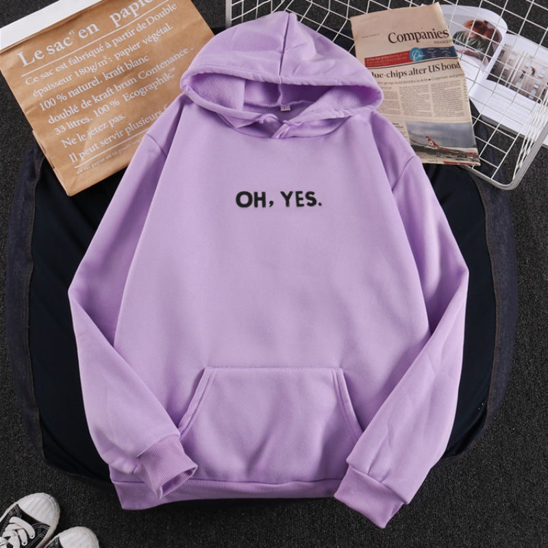 Damen nan Kapuzenpullover mit weichem Innenfutter, Kängurutasche und dezentem Frontprint EB