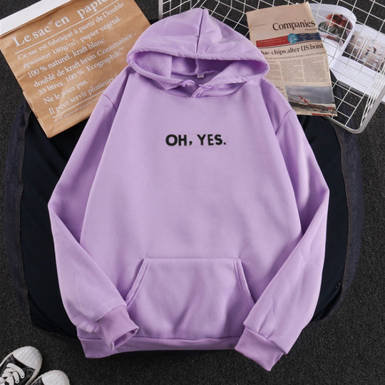 Damen nan Kapuzenpullover mit weichem Innenfutter, Kängurutasche und dezentem Frontprint EB