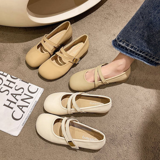 Damen Ballerinas mit verstellbarem Riemen und Komfortsohle EB