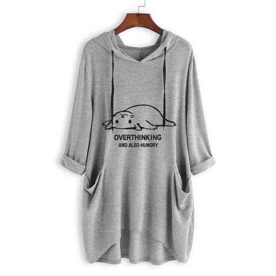 Damen Lässiges Kapuzenkleid mit Cartoon-Print, Oversize-Schnitt und Einschubtaschen EB