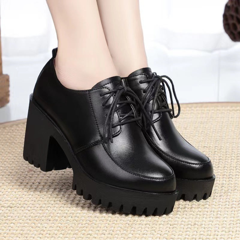 Damen Trendige Schnürstiefeletten mit robustem Blockabsatz EB