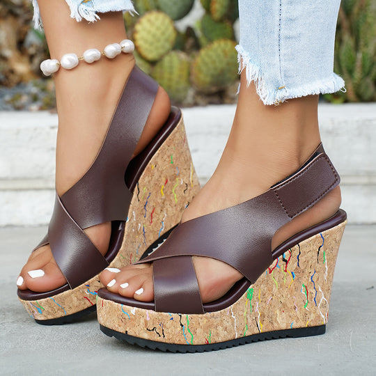 Damen Wedge-Sandalen mit komfortabler Korksohle und modischem Design EB