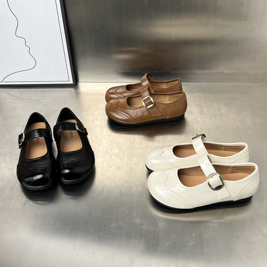 Damen elegante Slipper mit modischem Riemen und feinem Broguemuster EB