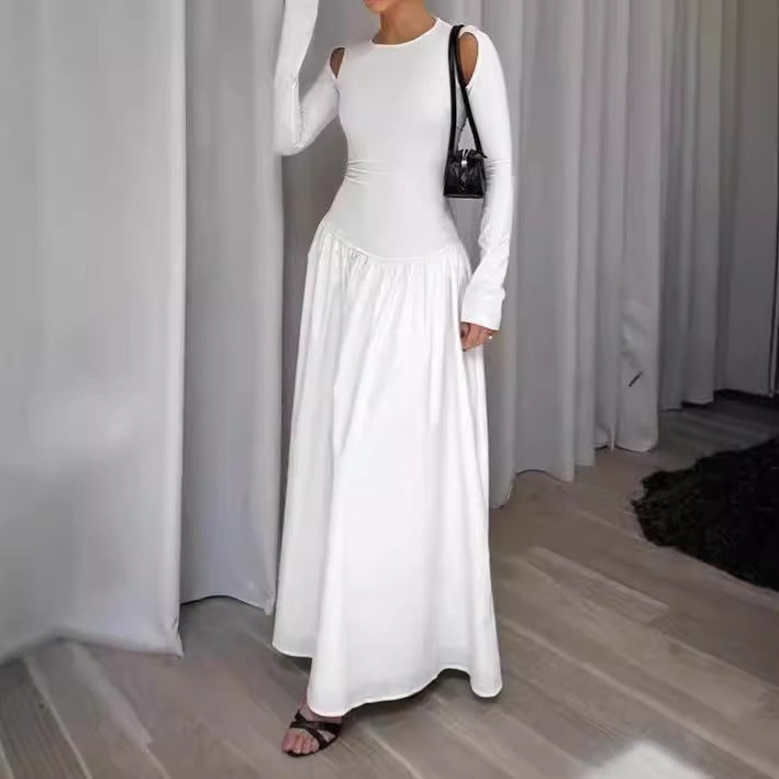 Damen Elegantes Maxikleid mit Off-Shoulder-Ärmeln EB